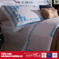 Roupa de cama do bordado do cetim do algodão 250TC Roupa de cama do hotel da venda por atacado do linho